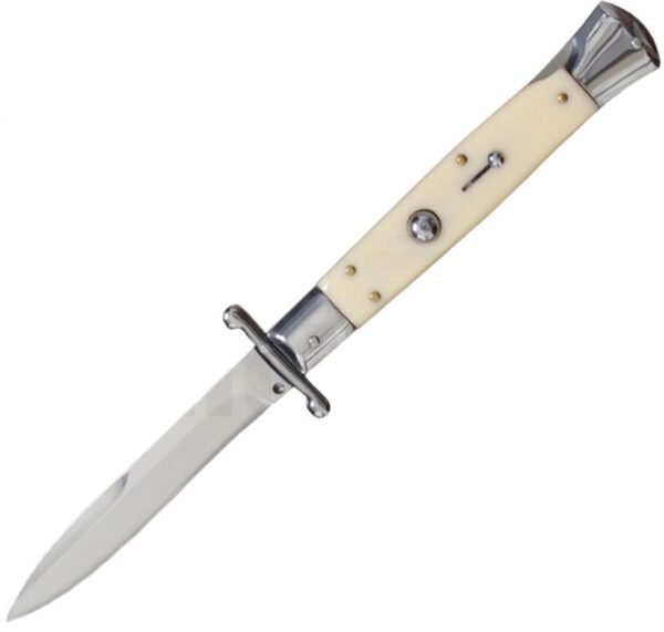 MILANO 10″ SWINGUARD IVORY SWIRL AUTOMATIC KNIFE (4.2″ POLISH) Other Brands Gladewater Knife