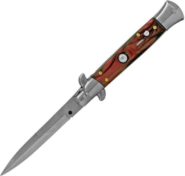 ITALIAN STYLE 9″ STILETTO RED SWIRL AUTOMATIC KNIFE Other Brands Gladewater Knife