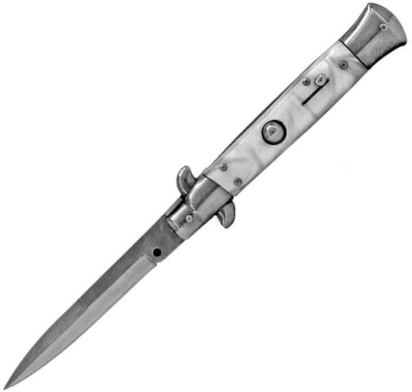 ITALIAN STYLE 9″ STILETTO WHITE SWIRL AUTOMATIC KNIFE Other Brands Gladewater Knife