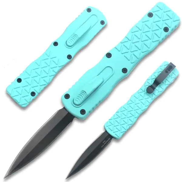 Teal Micro OTF Stiletto Style Black Blade Other Brands Gladewater Knife