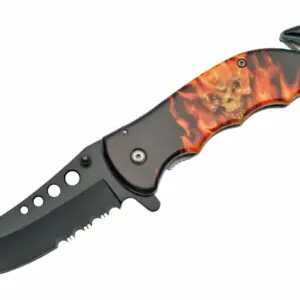 4.5″ FLAMING SKULL RESCUE FOLDER Rite Edge Gladewater Knife