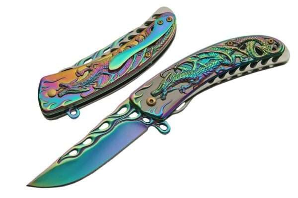 4.5″ RAINBOW TITANIUM DRAGON FOLDER Rite Edge Gladewater Knife