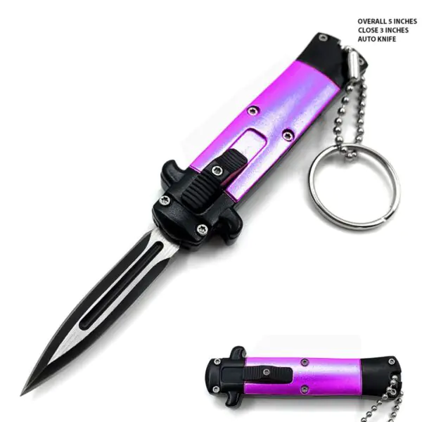 Mini Purple Key Chain OTF Knife Double Edge Blade Other Brands Gladewater Knife