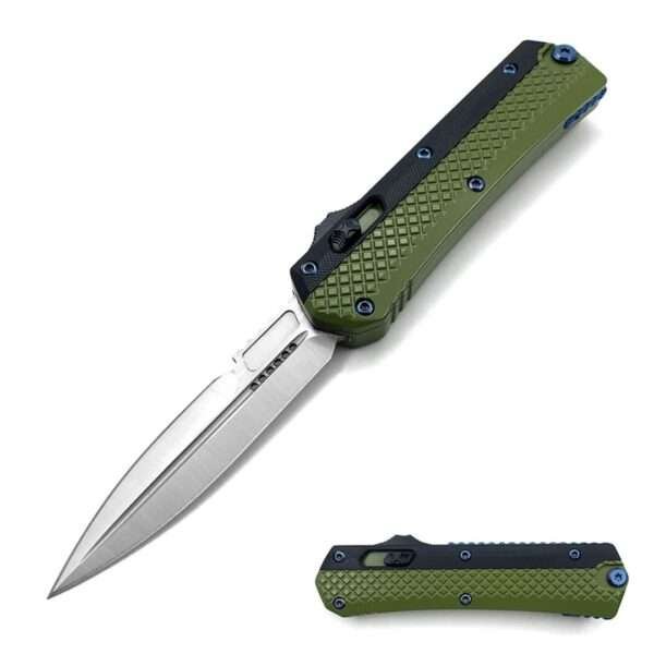 Double Edge Black & Green 2 Tone Handle OTF Knife Other Brands Gladewater Knife