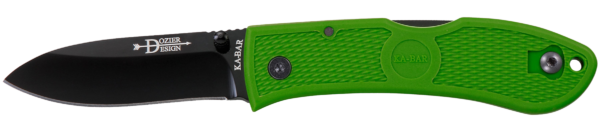 DOZIER FOLDING HUNTER-KELLY GREEN BLACK POCKET CLIP, STR EDGE Ka-Bar Folding Gladewater Knife