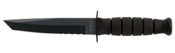 KA-BAR 1255 – Short Black Tanto- Serrated Ka-Bar Gladewater Knife