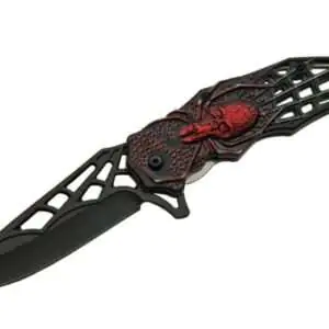 4.5 inch RED WEB SKULL FOLDER Rite Edge Gladewater Knife