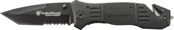 Smith & Wesson – Black Coated Blade Rubber Coated Aluminum Handle Smith & Wesson Gladewater Knife
