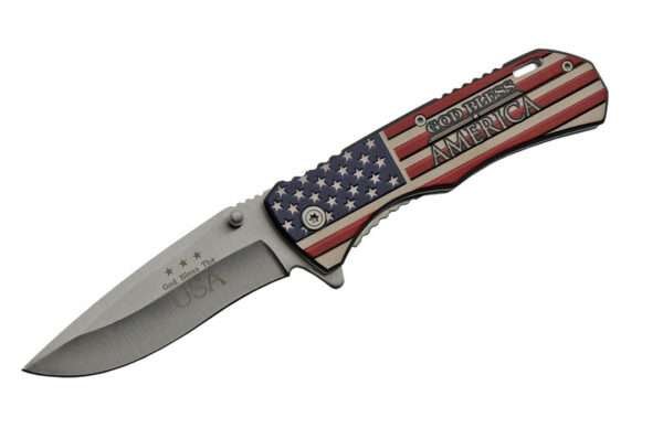 Rite Edge – 4.5″ GOD BLESS USA FLAG FOLDER Rite Edge Gladewater Knife