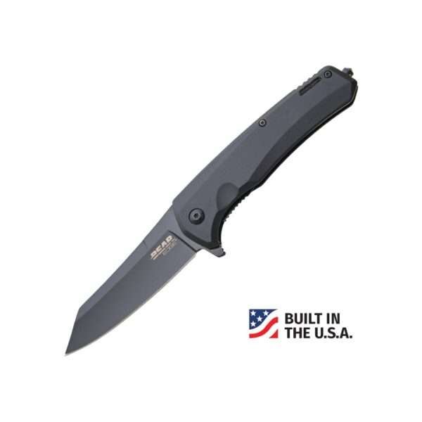 4-1/2″ Black Aluminum Sideliner w/ Reverse Tanto Blade & Glass B Bear & Son Gladewater Knife