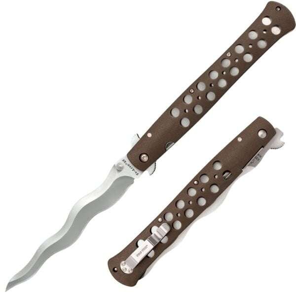 Kris Ti-Lite Folding Knife 6″ Japanese AUS-10A Plain Blade, FDE Griv-E Cold Steel Gladewater Knife