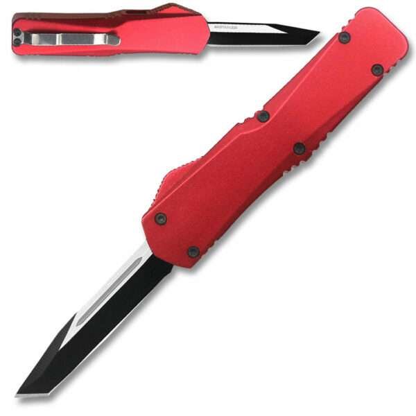 T944-RD – California Legal OTF Dual Action Knife (Red) Tanto Blade Other Brands Gladewater Knife