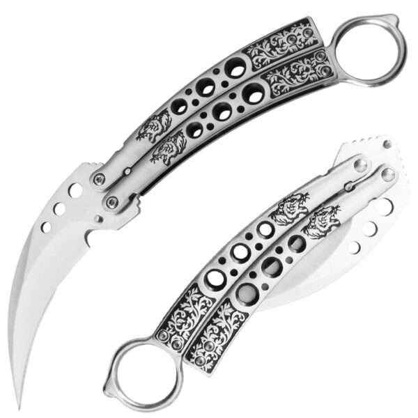 Silver Karambit Tactical Butterfly Knife Sharp Limited Edition Butterfly Knives Gladewater Knife