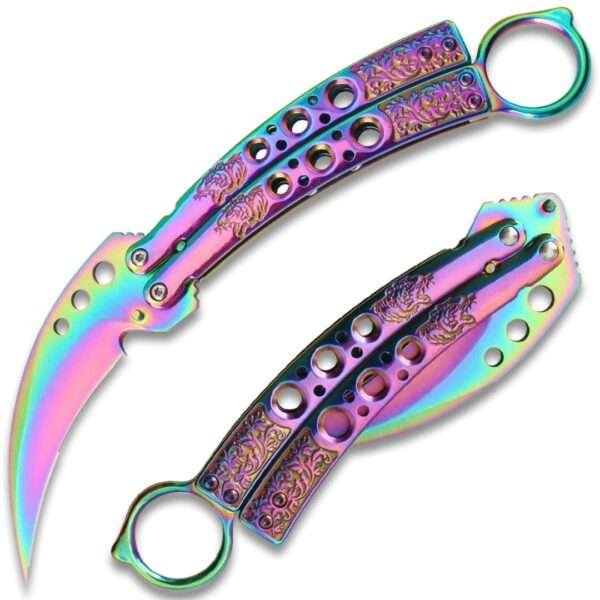 Rainbow Karambit Tactical Butterfly Knife Sharp Limited Edition Butterfly Knives Gladewater Knife