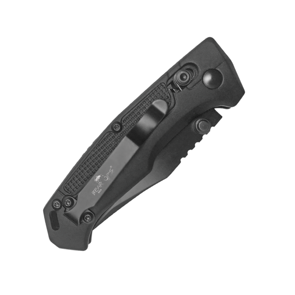 3 3/4 In. Black Aluminum Slide Lock Modified Clip Point W/Pocket Clip Bear & Son Gladewater Knife