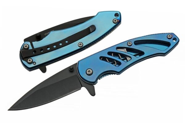 3.5 inch BLUE TITANIUM LINER LOCK Assisted Rite Edge Gladewater Knife