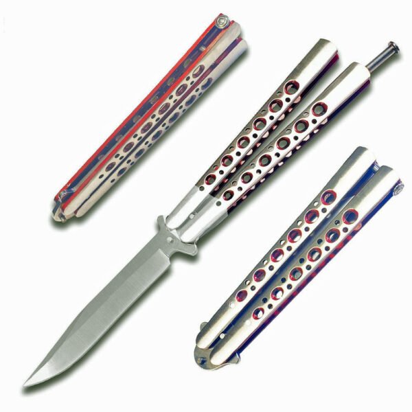 Drop Point Sharp Edge Butterfly Red and Silver Blade Ltd. Edition Bear & Sons Gladewater Knife